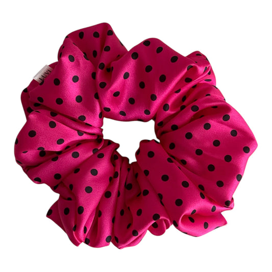 HOT PINK POLKA SCRUNCHIE