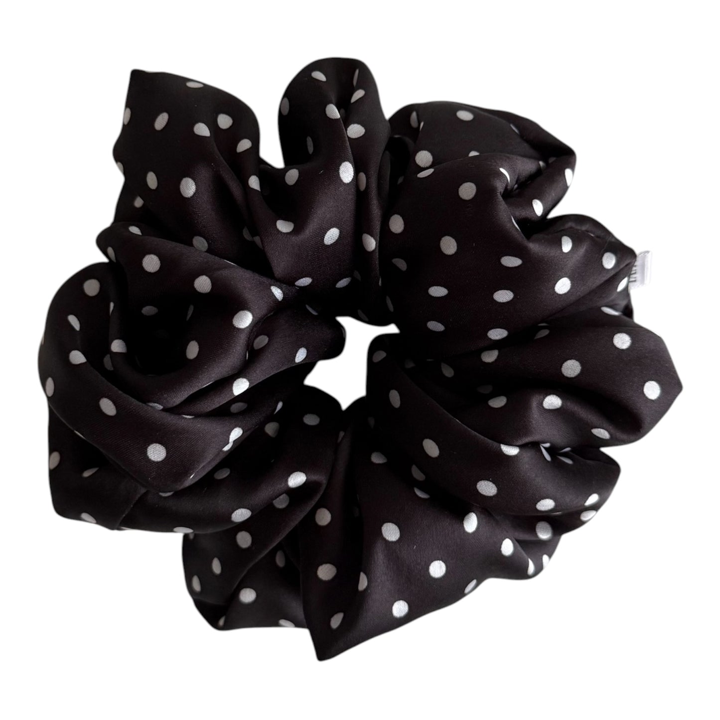 BLACK POLKA DOT SCRUNCHIE