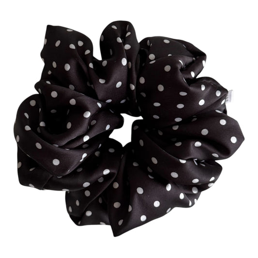 BLACK POLKA DOT SCRUNCHIE
